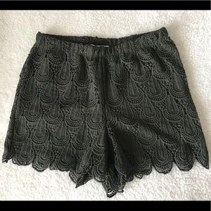 Olive Green Lacey Shorts
